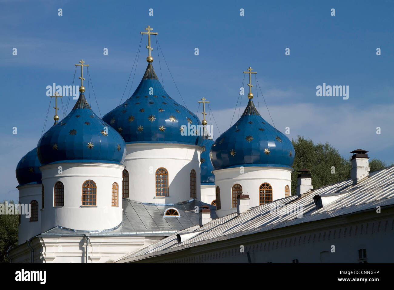 Cathedral at St`George monastery, Novgorod the Great, Russia Stock Photo